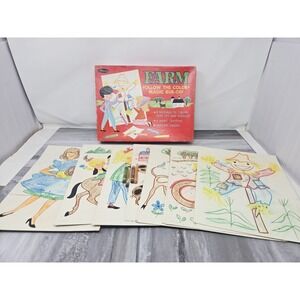 Vintage Original 1968 Whitman Farm Coloring Magic Rub Offs Crayon Colors Toy Kid